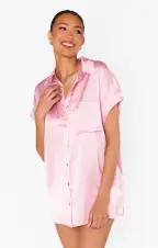 Best Day Button Up ~ Light Pink Luxe Satin(XXS)