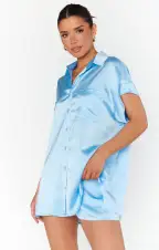 Glam Time Shorts ~ Baby Blue Luxe Satin(XXS)