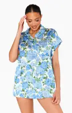 Best Day Button Up ~ Cottage Floral Blue(XXS)