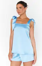 Glam Time Shorts ~ Baby Blue Luxe Satin(XXS)