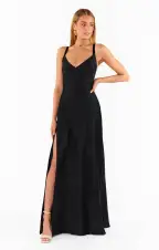 Anderson Maxi Dress ~ Black Luxe Satin(XXS)