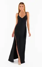 Anderson Maxi Dress ~ Black Luxe Satin(XXS)