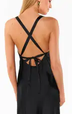 Anderson Maxi Dress ~ Black Luxe Satin(XXS)