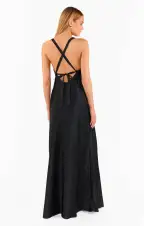 Anderson Maxi Dress ~ Black Luxe Satin(XXS)