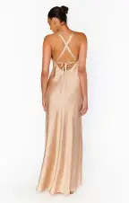 Anderson Maxi Dress ~ Champagne Luxe Satin(XXS)
