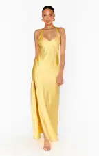 Anderson Maxi Dress ~ Yellow Luxe Satin(XXS)