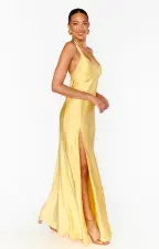 Anderson Maxi Dress ~ Yellow Luxe Satin(XXS)