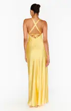 Anderson Maxi Dress ~ Yellow Luxe Satin(XXS)