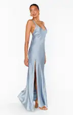Anderson Maxi Dress ~ Steel Blue Luxe Satin(XXS)