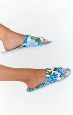 Freshen Up Slippers ~ Cottage Floral Blue Terry(S/M)