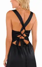 Mina Midi Dress ~ Black Luxe Satin(XXS)