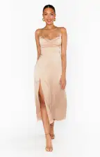 Mina Midi Dress ~ Champagne Luxe Satin(XXS)