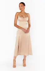 Mina Midi Dress ~ Champagne Luxe Satin(XXS)