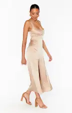 Mina Midi Dress ~ Champagne Luxe Satin(XXS)