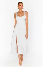 Mina Midi Dress ~ Ivory Luxe Satin(XXS)