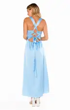 Mina Midi Dress ~ Baby Blue Luxe Satin(XXS)