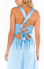 Mina Midi Dress ~ Baby Blue Luxe Satin(XXS)