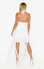 Ramona Ruffle Dress ~ White Silky Crepe(XXS)