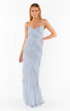 Romance Ruffle Dress ~ Steel Blue Chiffon(XXS)