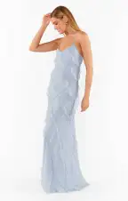 Romance Ruffle Dress ~ Steel Blue Chiffon(XXS)