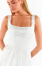 Nina Midi Dress ~ White Rose Satin(XXS)