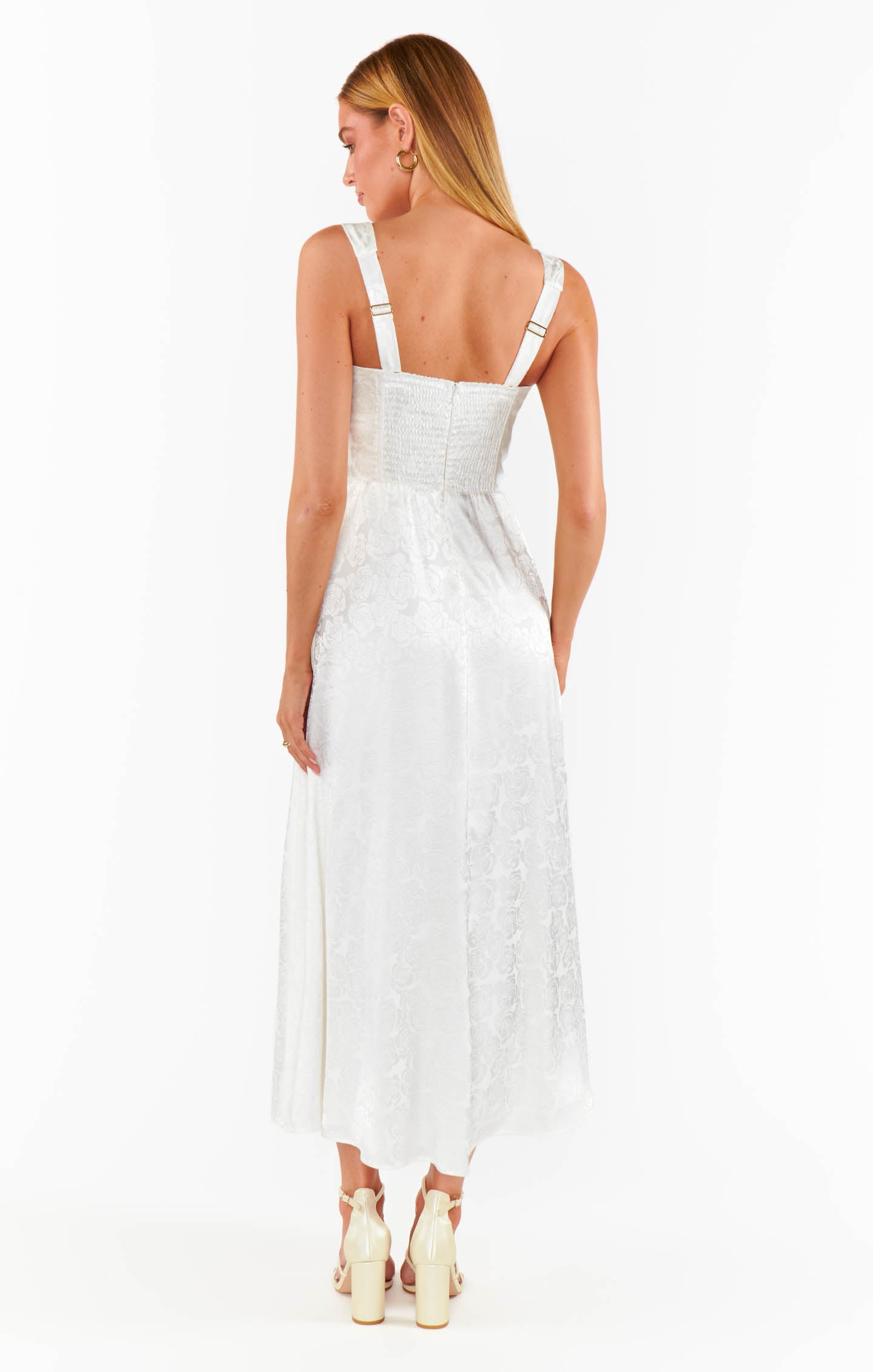Nina Midi Dress ~ White Rose Satin(XXS)