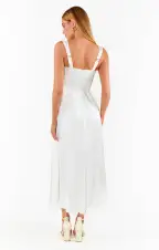 Nina Midi Dress ~ White Rose Satin(XXS)