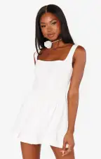 Nina Skort Dress ~ White Silky Crepe(XXS)