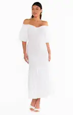 Rom Com Midi Dress ~ White Texture Stretch(XXS)