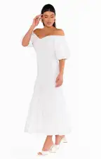 Rom Com Midi Dress ~ White Texture Stretch(XXS)