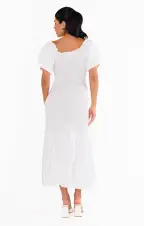 Rom Com Midi Dress ~ White Texture Stretch(XXS)