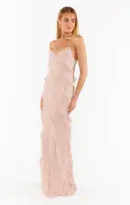 Romance Ruffle Dress ~ Dusty Blush Crisp(XXS)