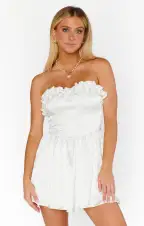 Lala Skort Dress ~ White Rose Satin