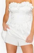 Lala Skort Dress ~ White Rose Satin(XXS)