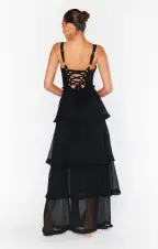 Lady Corset Dress ~ Black Chiffon(XXS)