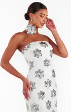 Taylor Tube Dress ~ Daisy Sequins White(XXS)