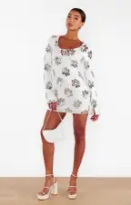 Matilda Mini Dress ~ Daisy Sequins White(XXS)