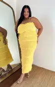 Stella Smocked Dress ~ Yellow Luxe Satin(XXS)