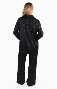 Classic Cropped PJ Set ~ Black Floral Silky(XXS)