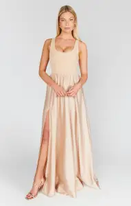 Harper Maxi Dress ~ Champagne Luxe Satin(XXS)
