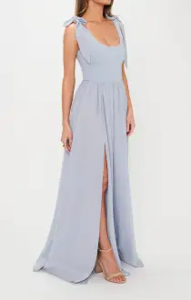 Harper Maxi Dress ~ Steel Blue Chiffon(XXS)