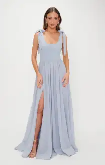 Harper Maxi Dress ~ Steel Blue Chiffon