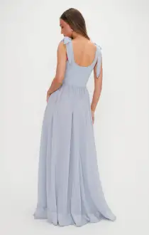 Harper Maxi Dress ~ Steel Blue Chiffon(XXS)
