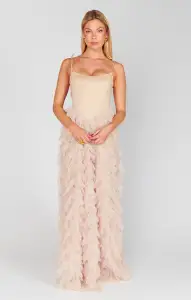 Francesca Maxi Dress ~ Champagne Tulle Ruffle(XXS)
