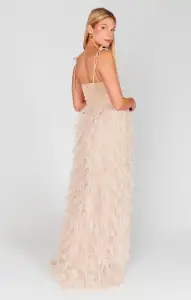 Francesca Maxi Dress ~ Champagne Tulle Ruffle(XXS)