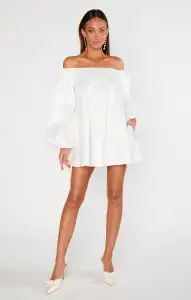 Brenna Mini Dress ~ White Taffeta(XXS)