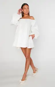 Brenna Mini Dress ~ White Taffeta(XXS)