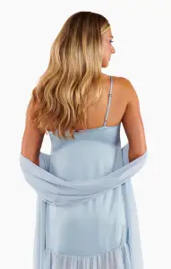 Dalia Maxi Dress ~ Steel Blue Luxe Satin(XXS)