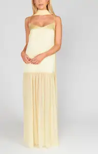 Dalia Maxi Dress ~ Pale Yellow Luxe Satin(XXS)