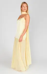 Dalia Maxi Dress ~ Pale Yellow Luxe Satin(XXS)